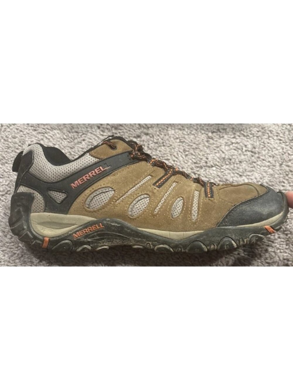 Merrell CrossLander Hiking Shoes Men's 11.5 Brown Orange Outdoor Trail Sneakers